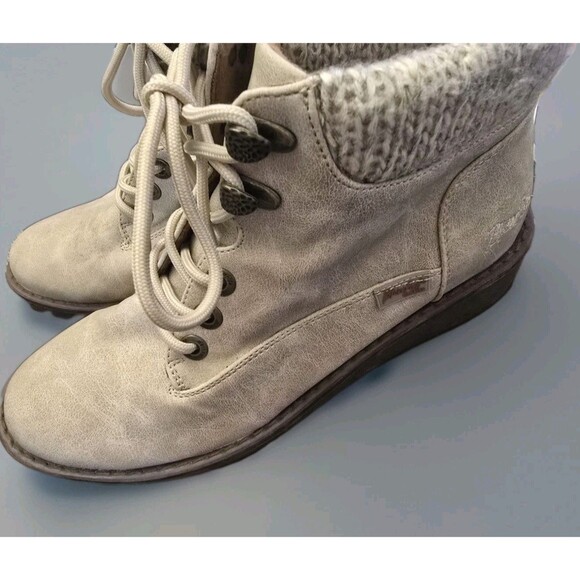Blowfish Malibu Boots Women’s 8.5 Beige Knit Cuff Lace Up Ankle Combat Style... - Picture 7 of 11